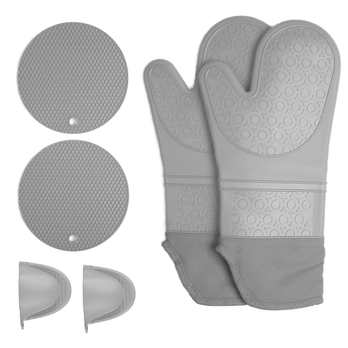Insulation Gloves Thickened Silicone Barbecue Microwave Oven Anti Scalding Glove for Kitchen Baking CookingGray