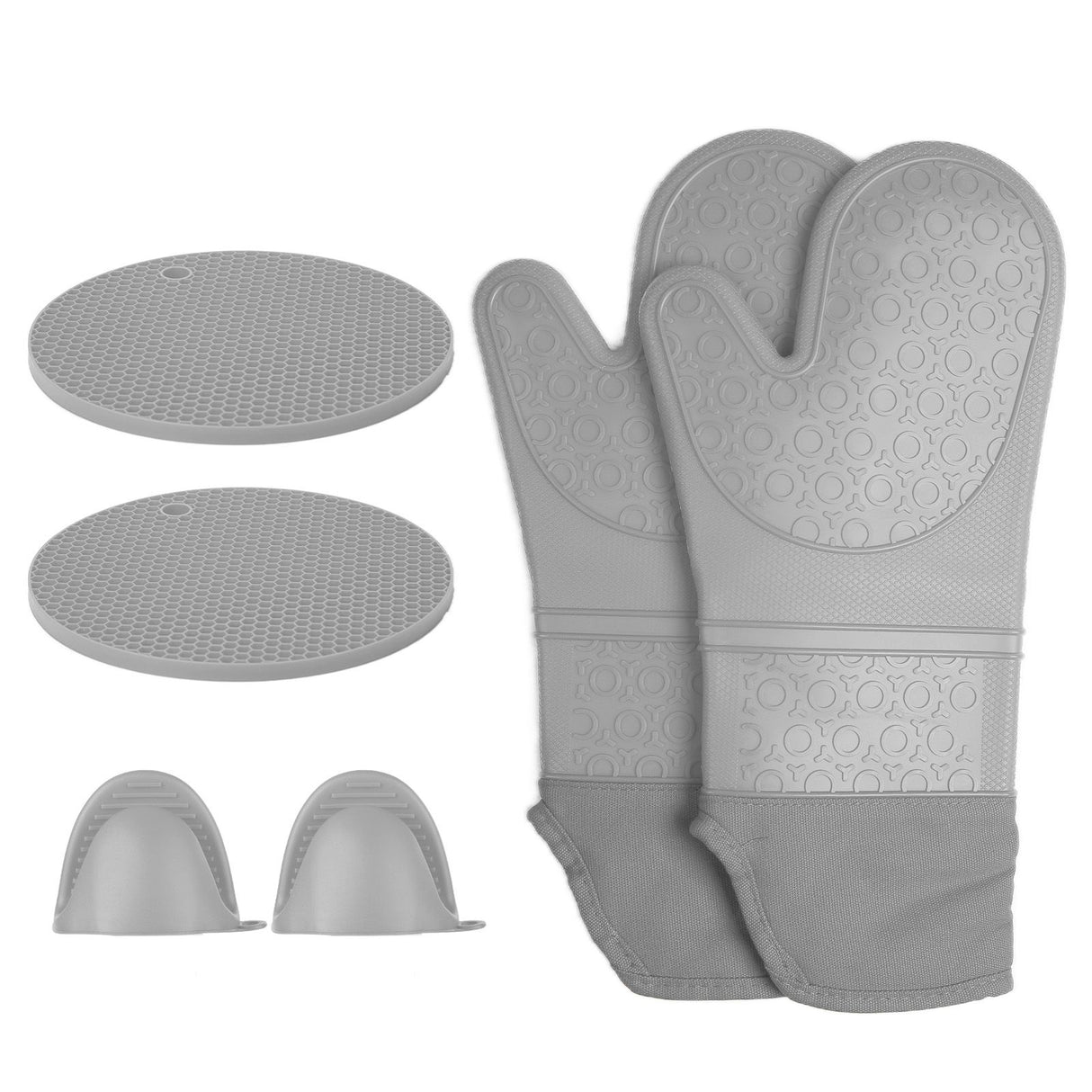 Insulation Gloves Thickened Silicone Barbecue Microwave Oven Anti Scalding Glove for Kitchen Baking CookingGray
