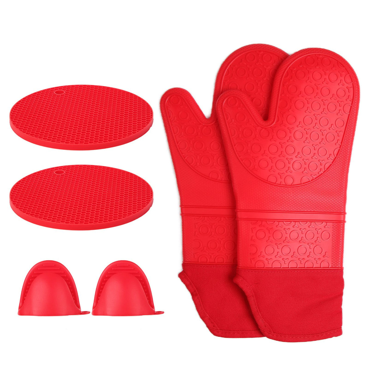 Insulation Gloves Thickened Silicone Barbecue Microwave Oven Anti Scalding Glove for Kitchen Baking CookingRed