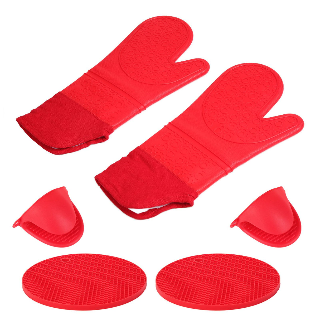 Insulation Gloves Thickened Silicone Barbecue Microwave Oven Anti Scalding Glove for Kitchen Baking CookingRed