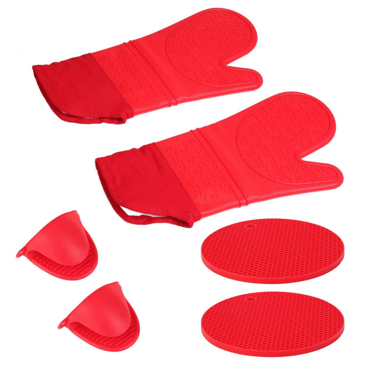 Insulation Gloves Thickened Silicone Barbecue Microwave Oven Anti Scalding Glove for Kitchen Baking CookingRed