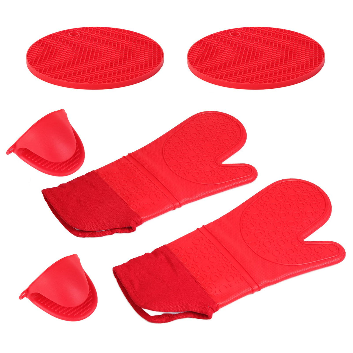 Insulation Gloves Thickened Silicone Barbecue Microwave Oven Anti Scalding Glove for Kitchen Baking CookingRed