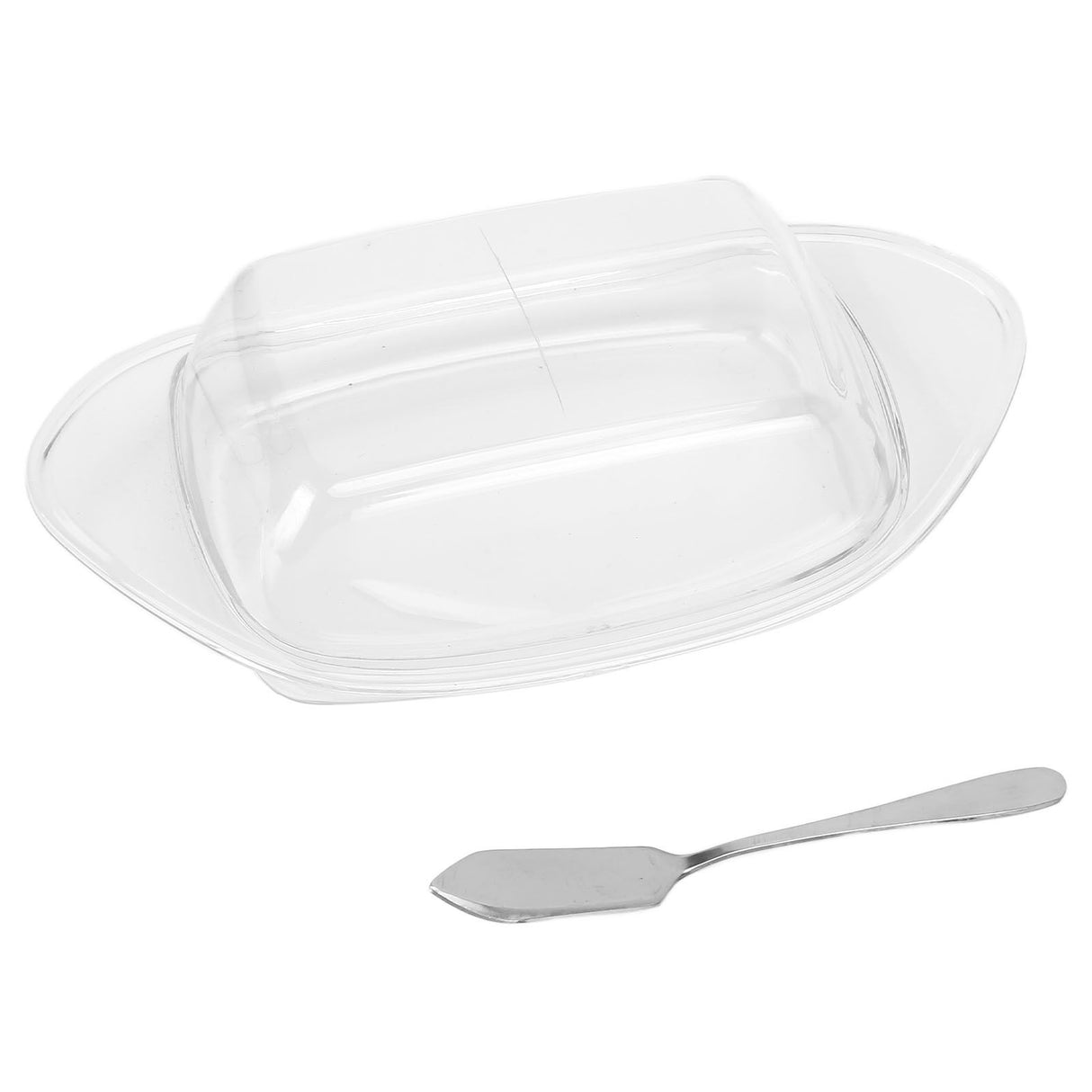 ShipShaped Butter Cutting Box with Cutting Knife and Lid Food Grade Chesse Container for Kitchen(Transparent )