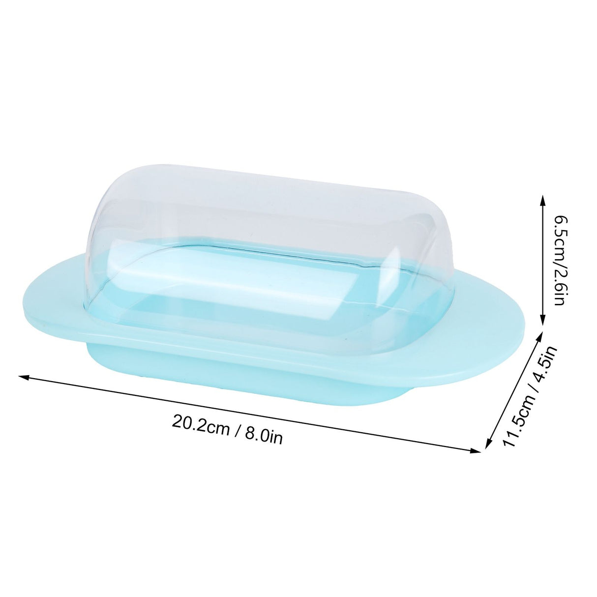 Round Edge Plastic Butter Storage Box Cheese Dessert Bread Server Keeper with Transparent Cover KnifeBlue
