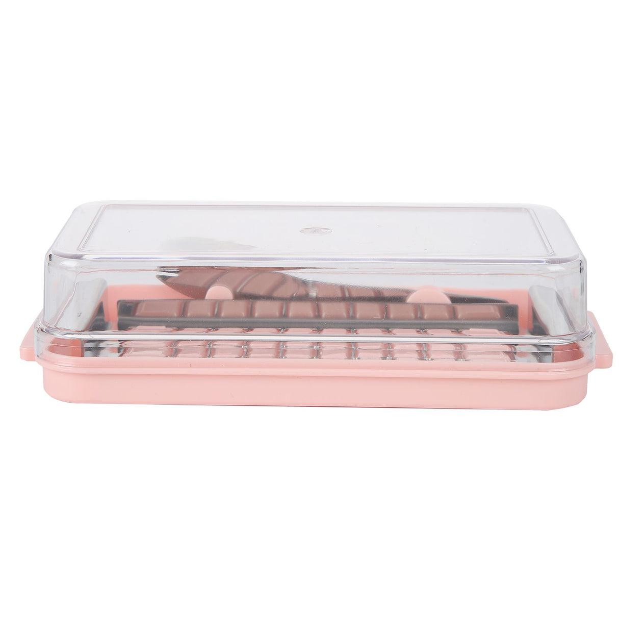 Stainless Steel Butter Cutter Container Butter Storage Box with Transparent Cover for KitchenPink Chassis