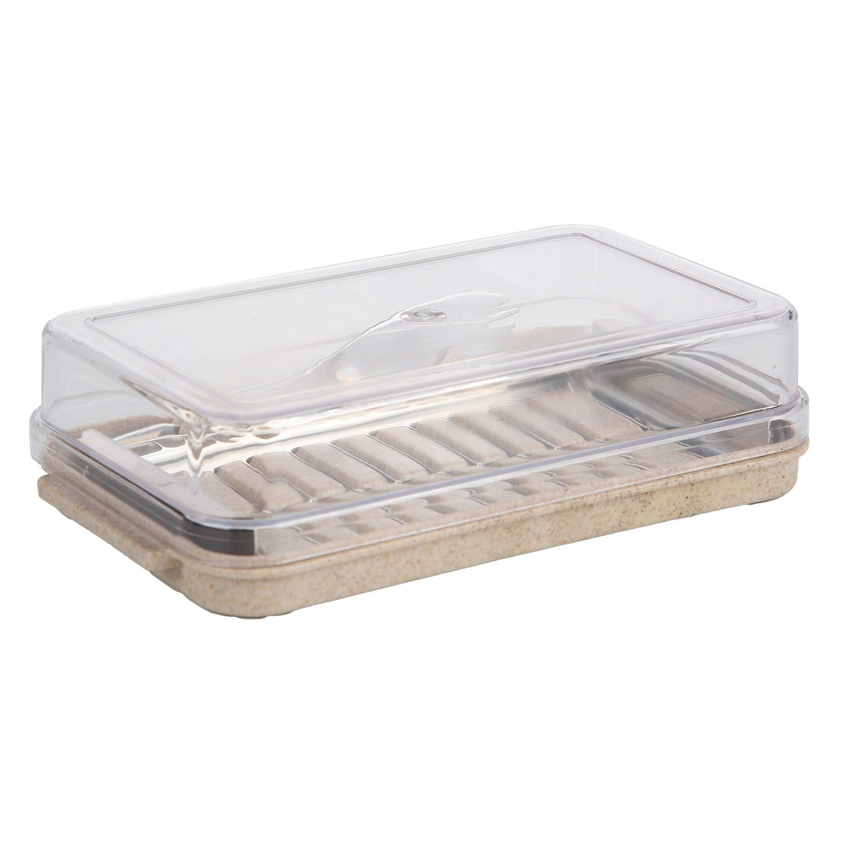 Stainless Steel Butter Cutter Container Butter Storage Box with Transparent Cover for KitchenWheat Chassis