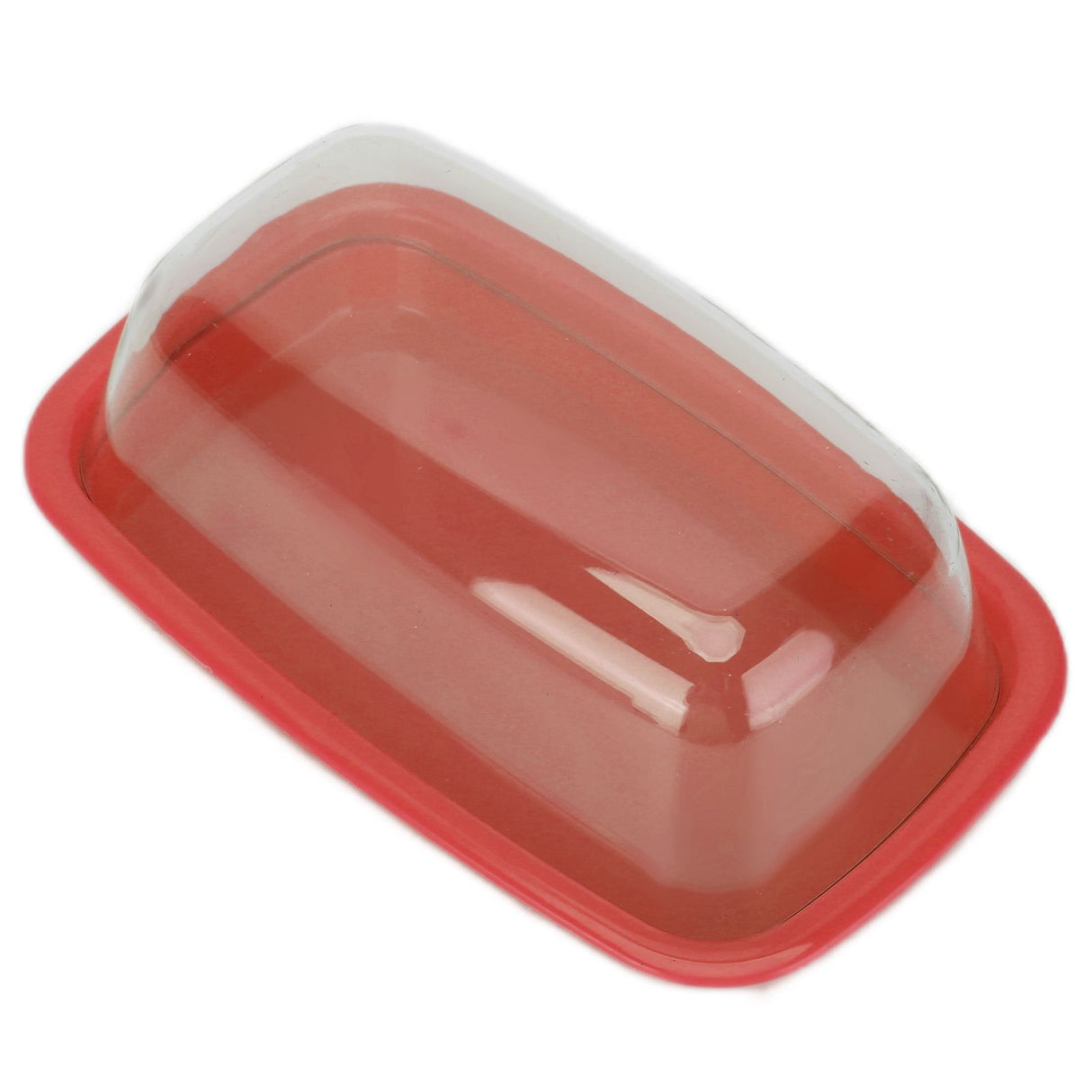 Curved Butter Storage Box with Lid Cheese Plate Butter Holder Tray Baking Tool for KitchenRed