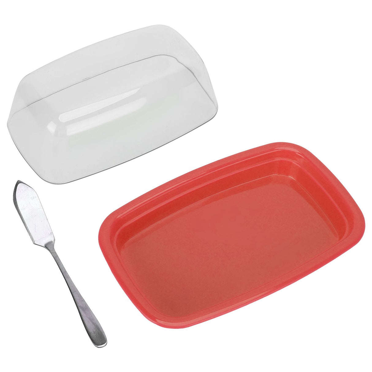 Curved Butter Storage Box with Lid Cheese Plate Butter Holder Tray Baking Tool for KitchenRed