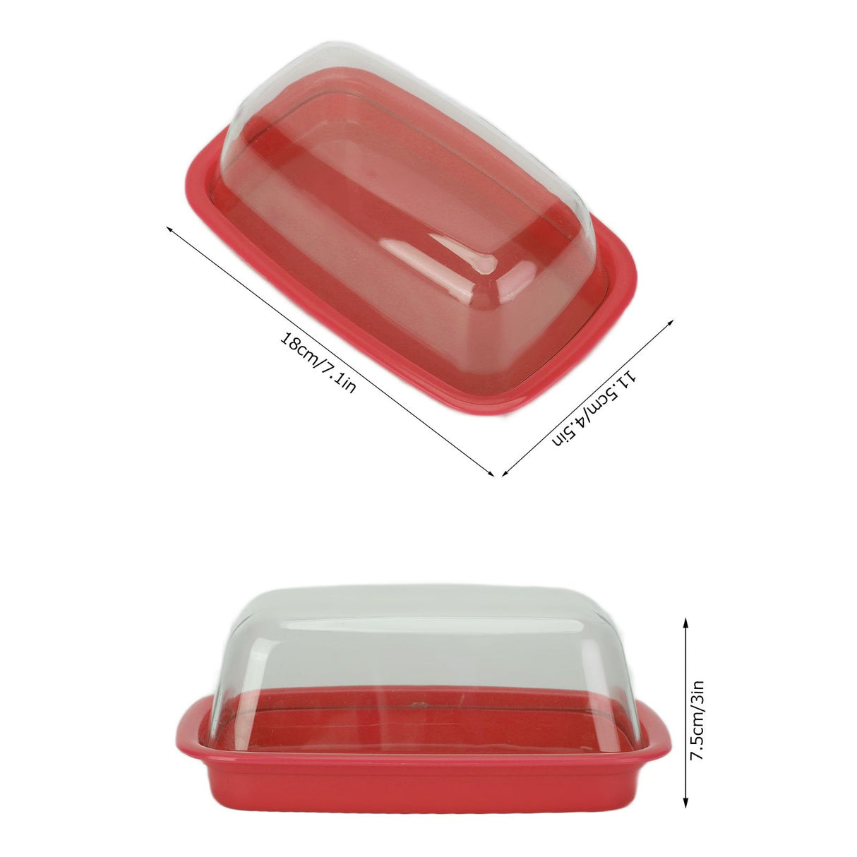 Curved Butter Storage Box with Lid Cheese Plate Butter Holder Tray Baking Tool for KitchenRed