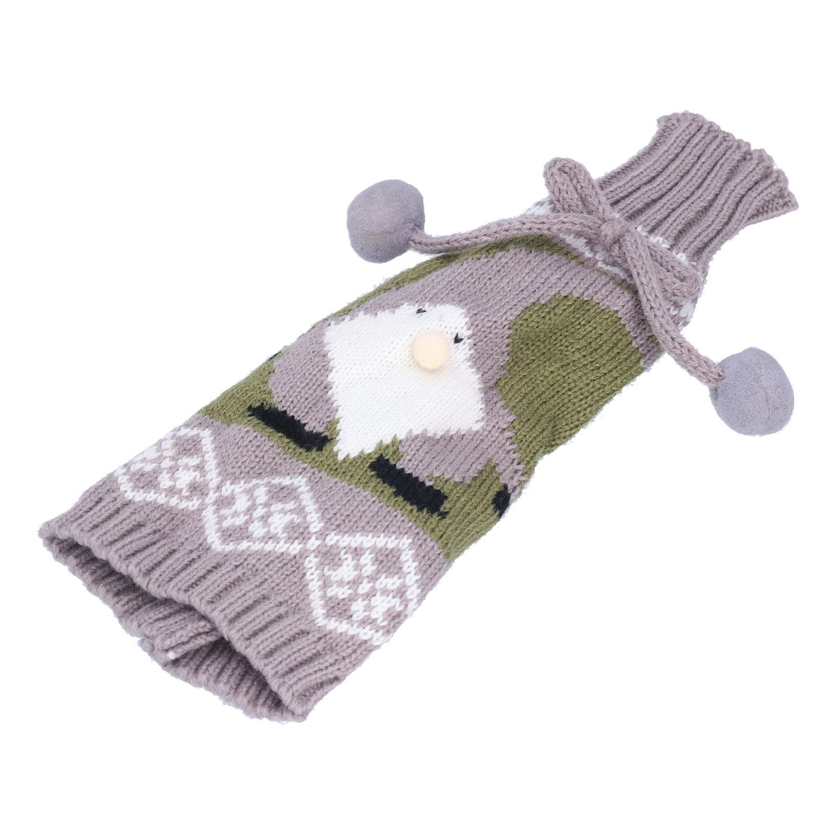 Knitted Wine Bottle Cover Bag Sleeve Home Decoration for Christmas Wedding Birthday PartyGray +Green