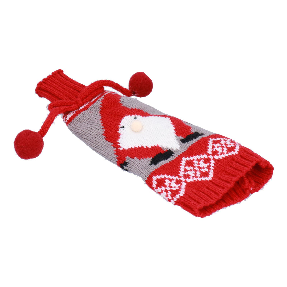Knitted Wine Bottle Cover Bag Sleeve Home Decoration for Christmas Wedding Birthday PartyRed +Gray