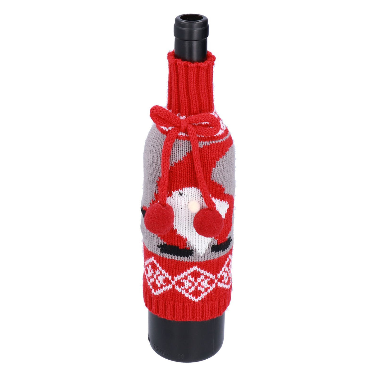 Knitted Wine Bottle Cover Bag Sleeve Home Decoration for Christmas Wedding Birthday PartyRed +Gray
