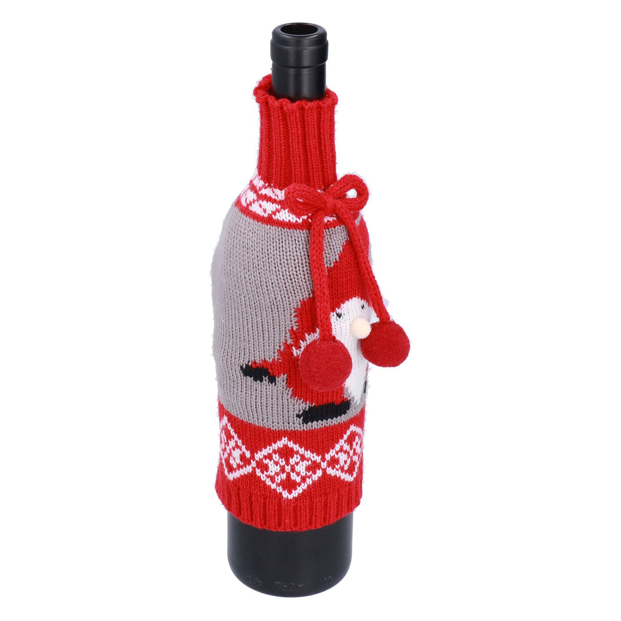 Knitted Wine Bottle Cover Bag Sleeve Home Decoration for Christmas Wedding Birthday PartyRed +Gray