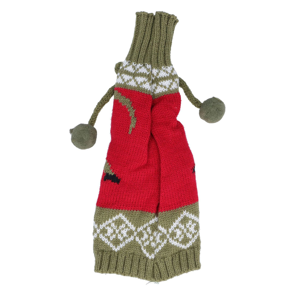 Knitted Wine Bottle Cover Bag Sleeve Home Decoration for Christmas Wedding Birthday PartyRed +Green