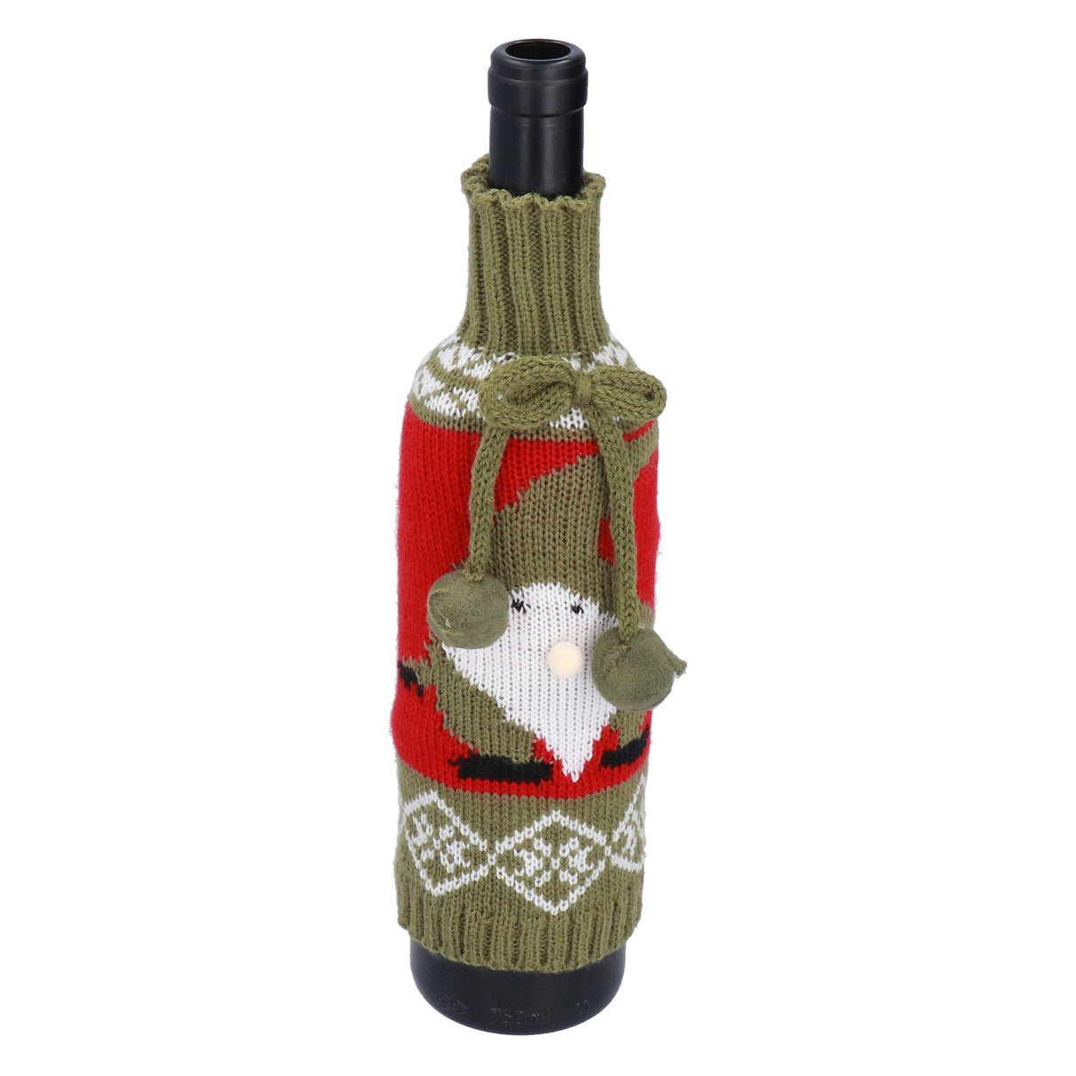 Knitted Wine Bottle Cover Bag Sleeve Home Decoration for Christmas Wedding Birthday PartyRed +Green