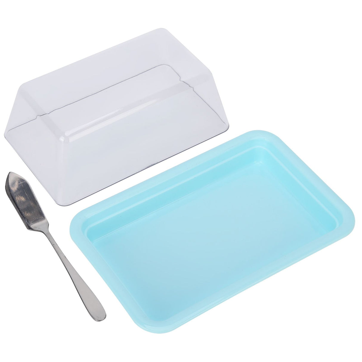 Rectangular Butter Cutting Box with Lid Portable Butter Storage Box for Home KitchenBlue