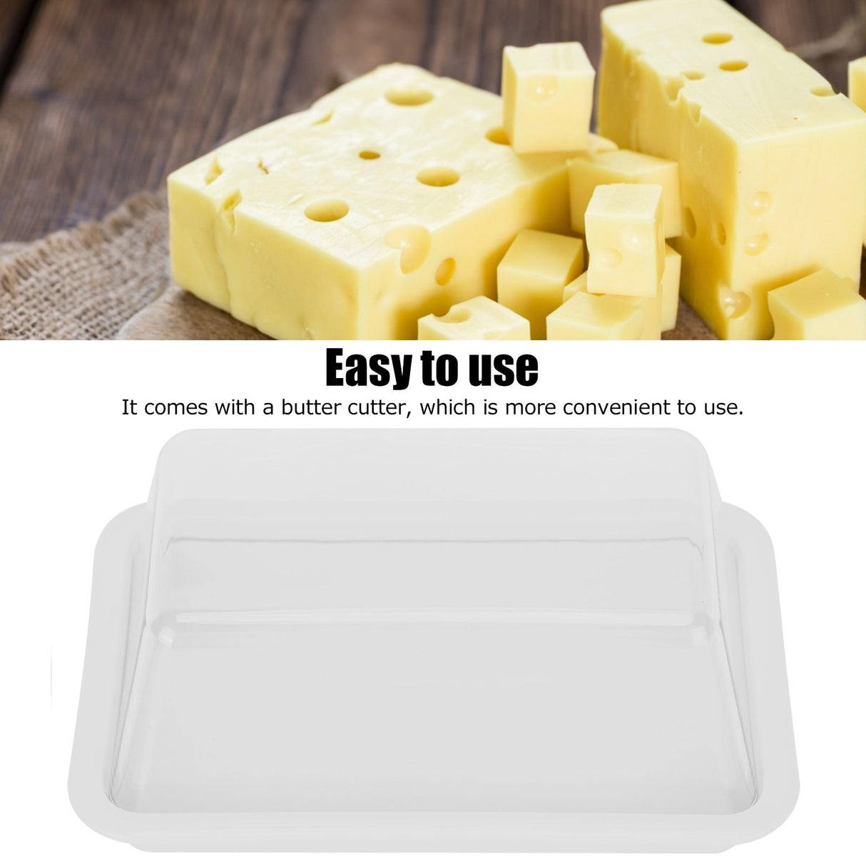 Rectangular Butter Cutting Box with Lid Portable Butter Storage Box for Home KitchenWhite
