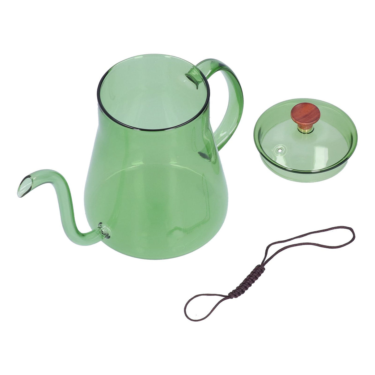 Coffee Kettle Glass Coffee Pot 600ML Coffee Drip Kettle Long Nozzle Kettle for Home KitchenGreen