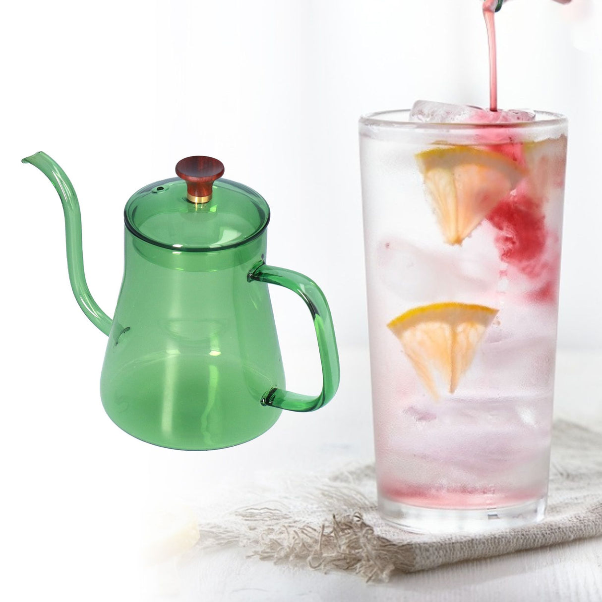 Long Spout Kettle Large Capacity Heat Resistant Easy to Clean Long Mouth Coffee PotGreen