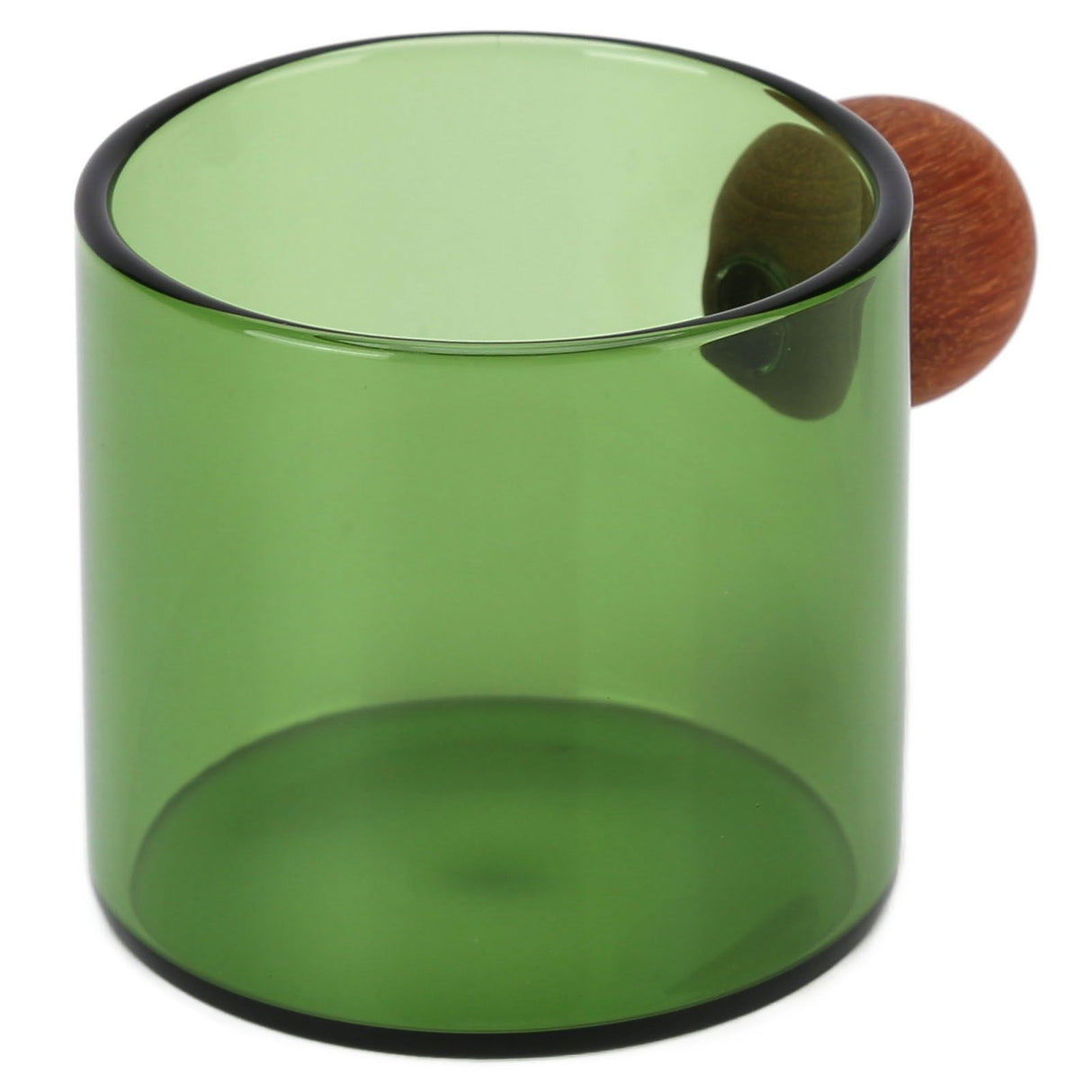 Glass Coffee Cup Clear Heatproof Glass Coffee Mug with Wooden Ball Handle for Office Bar PartyGreen