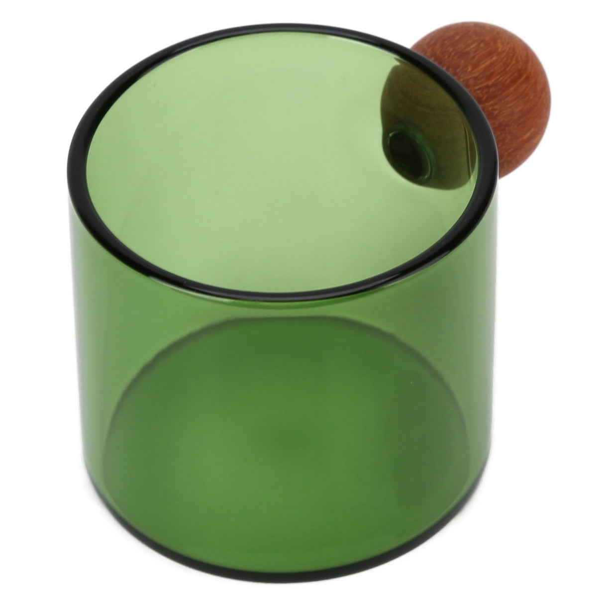 Glass Coffee Cup Clear Heatproof Glass Coffee Mug with Wooden Ball Handle for Office Bar PartyGreen
