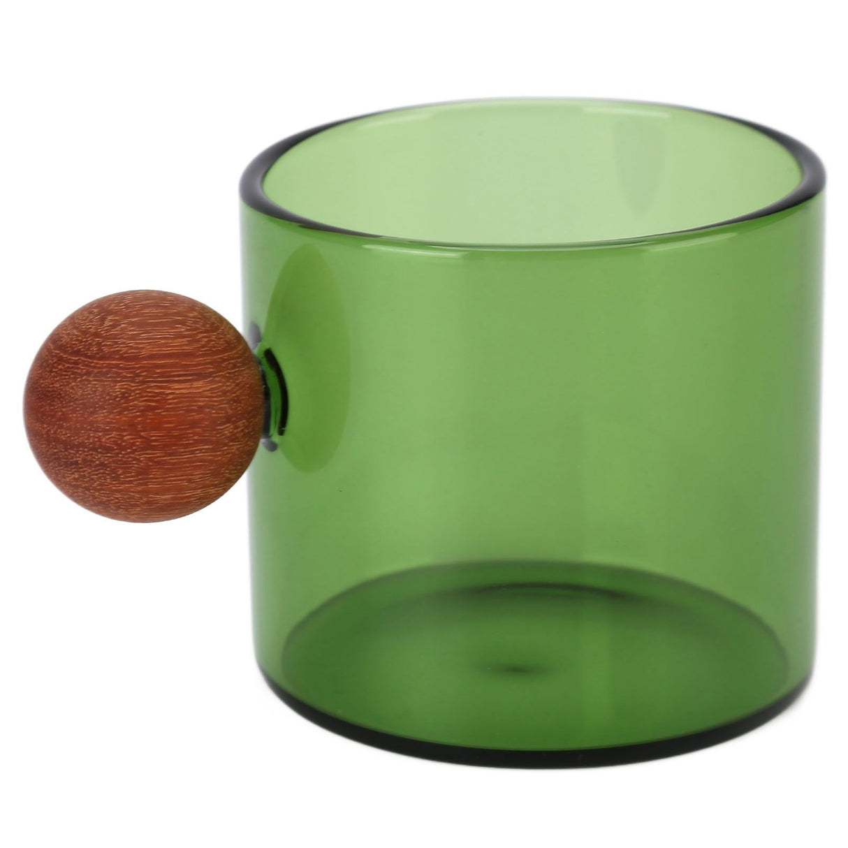 Glass Coffee Cup Clear Heatproof Glass Coffee Mug with Wooden Ball Handle for Office Bar PartyGreen