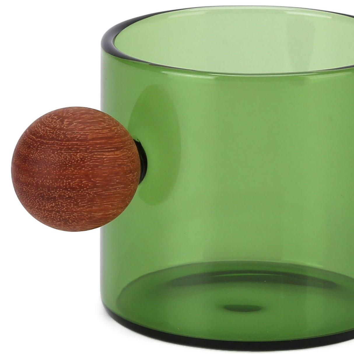 Glass Coffee Cup Clear Heatproof Glass Coffee Mug with Wooden Ball Handle for Office Bar PartyGreen