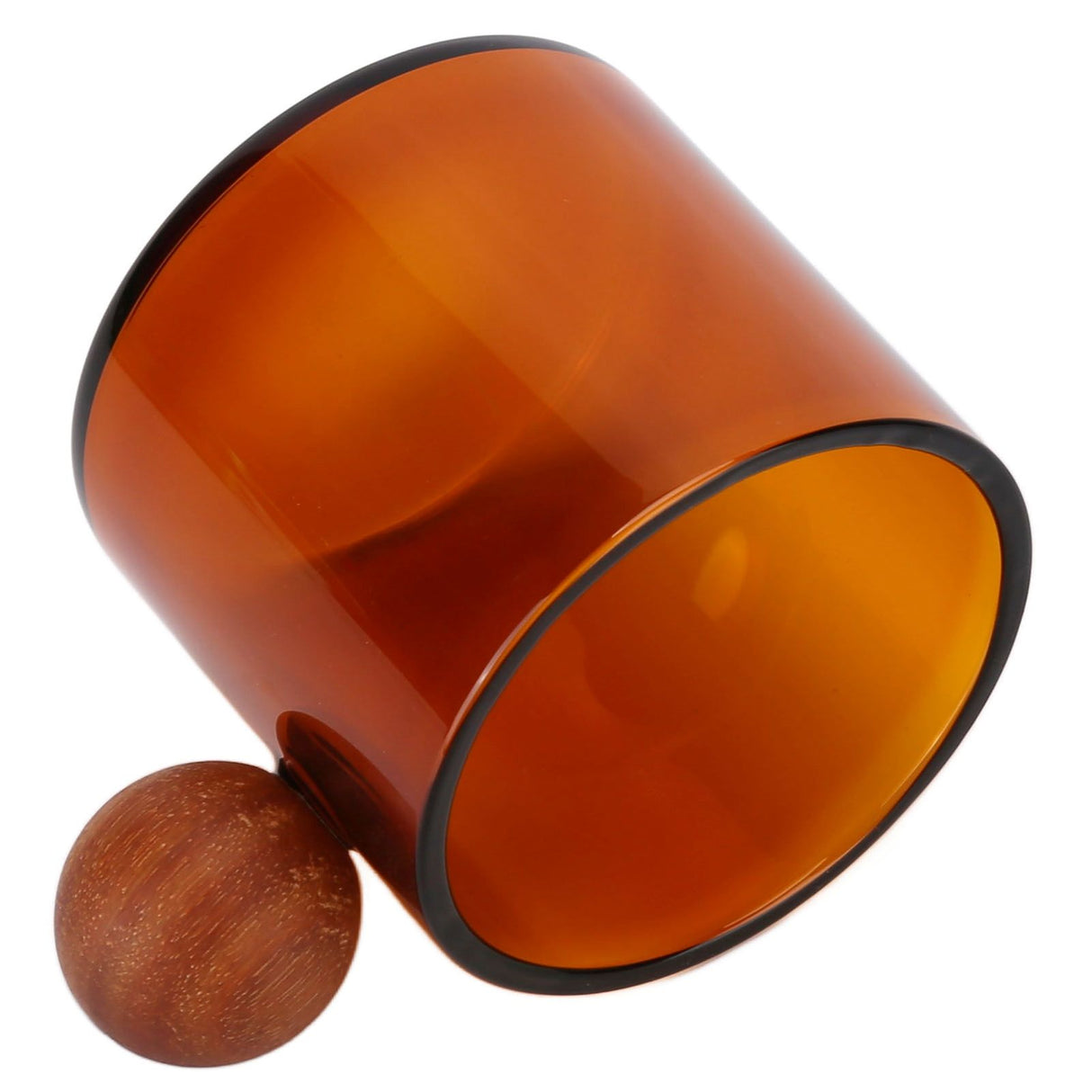 Glass Coffee Cup Clear Heatproof Glass Coffee Mug with Wooden Ball Handle for Office Bar PartyBrown