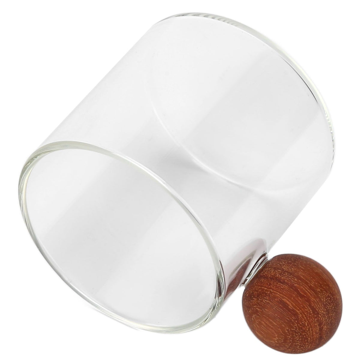 Glass Coffee Cup Clear Heatproof Glass Coffee Mug with Wooden Ball Handle for Office Bar PartyTransparent