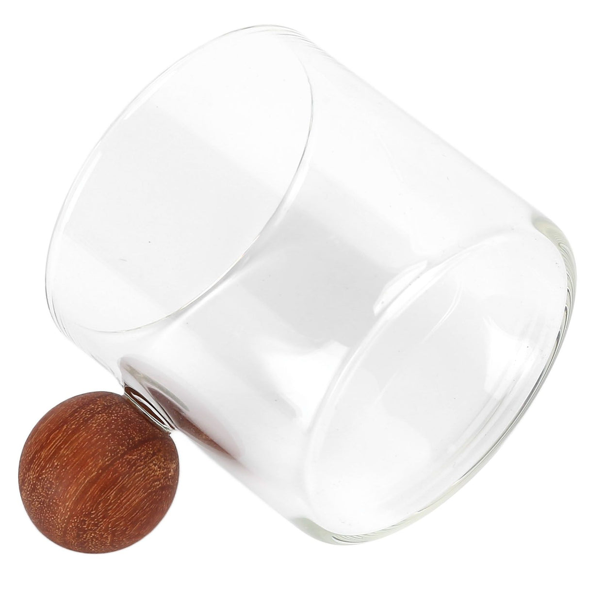 Glass Coffee Cup Clear Heatproof Glass Coffee Mug with Wooden Ball Handle for Office Bar PartyTransparent