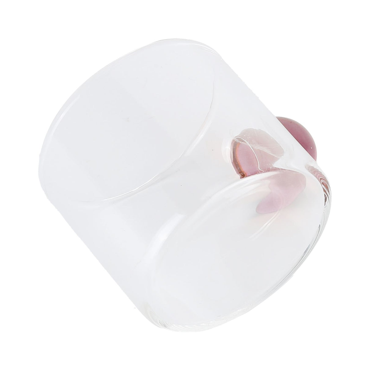 Teacup Glass Mug Transparent Heat Resistant Glass Coffee Cup with Ball Handle 120mlPink Handle