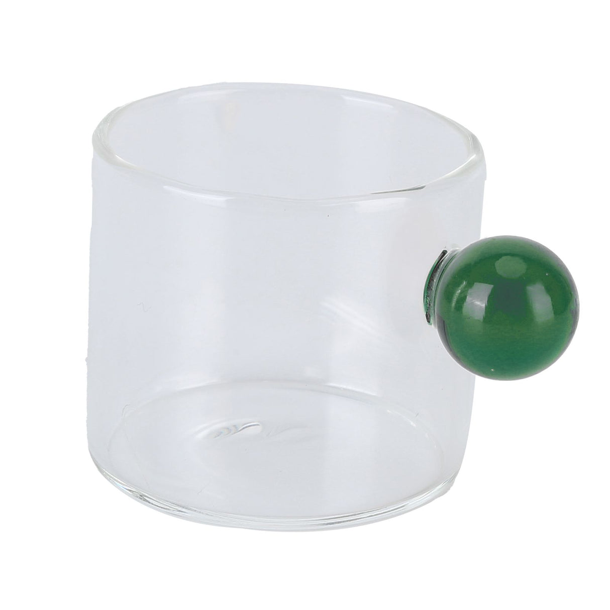 Teacup Glass Mug Transparent Heat Resistant Glass Coffee Cup with Ball Handle 120mlGreen Handle