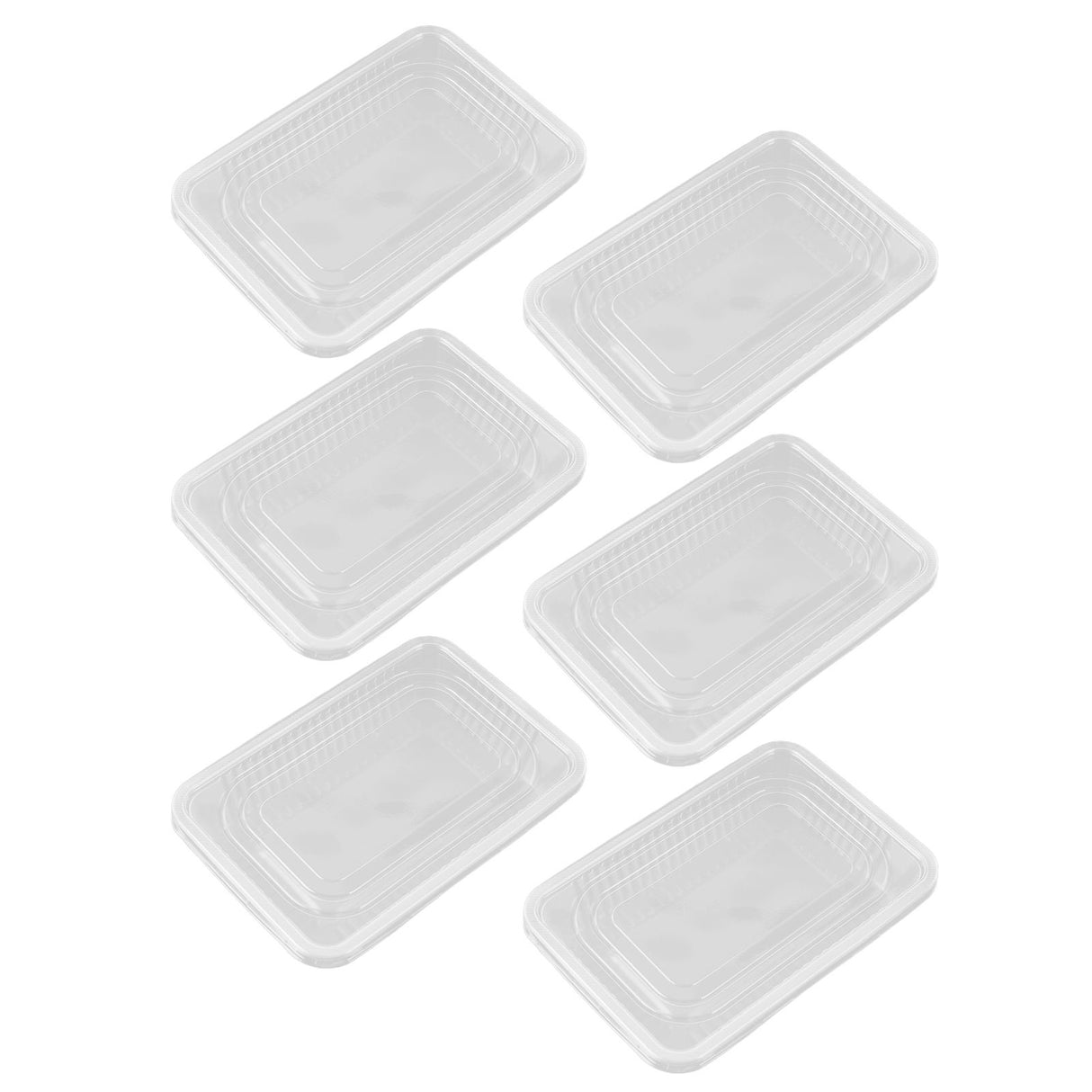 10PCS Disposable Lunch Box Microwavable Disposable Transparent Rectangular Food Container with Lid 500ML