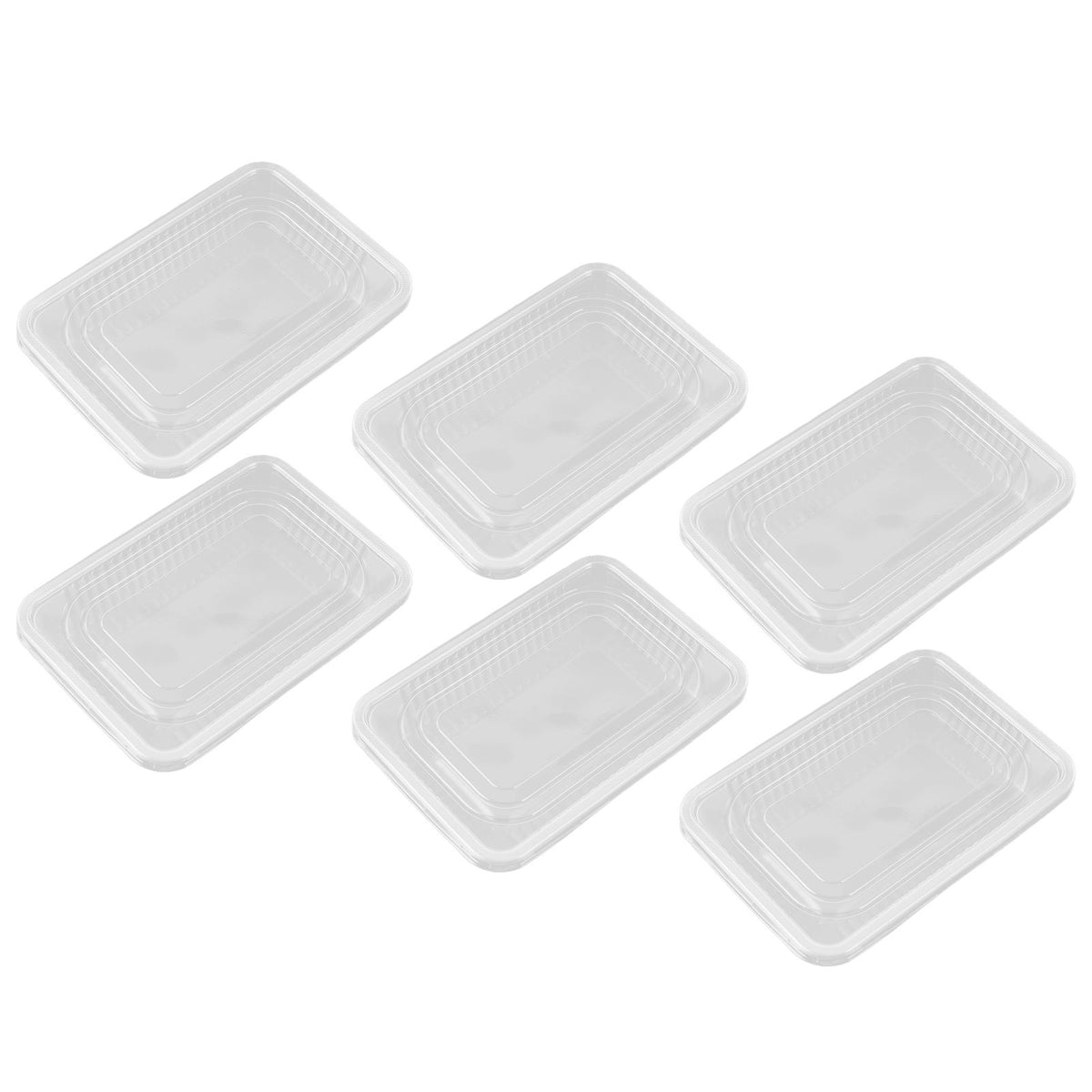 10PCS Disposable Lunch Box Microwavable Disposable Transparent Rectangular Food Container with Lid 500ML