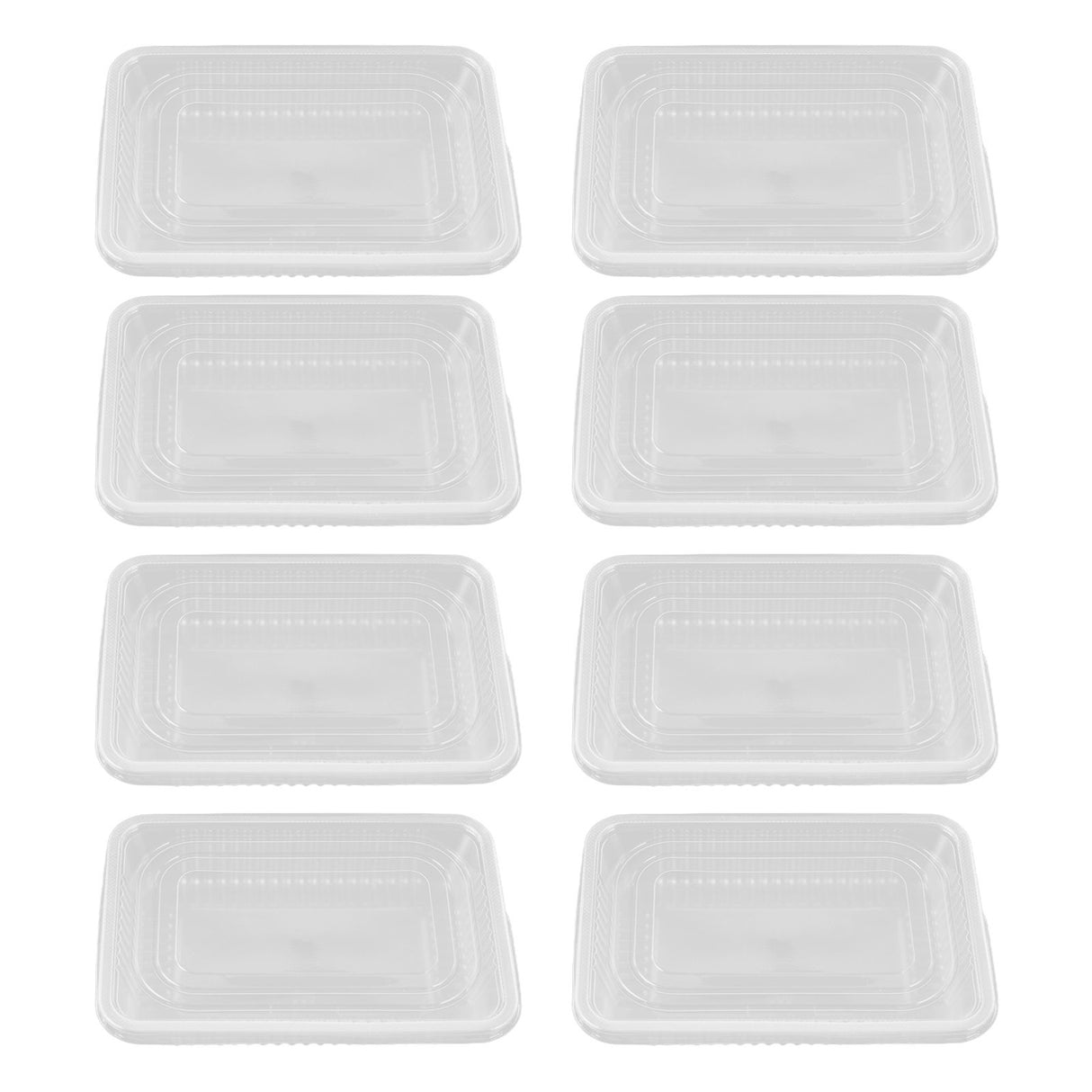 10PCS Disposable Lunch Box Microwavable Disposable Transparent Rectangular Food Container with Lid 500ML