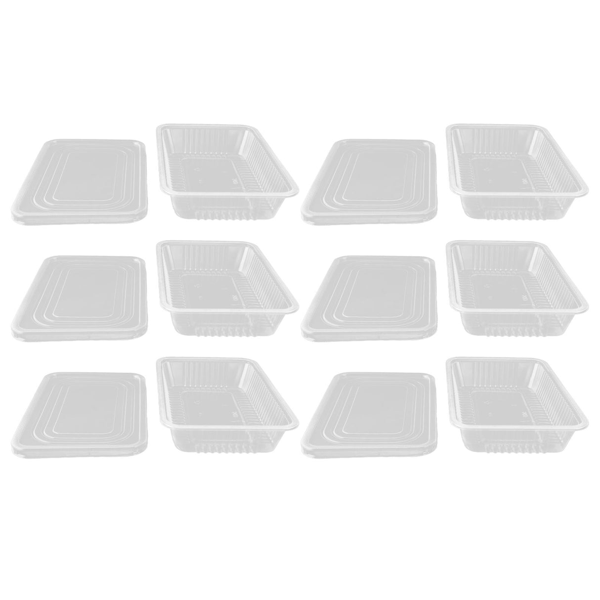 10PCS Disposable Lunch Box Microwavable Disposable Transparent Rectangular Food Container with Lid 500ML