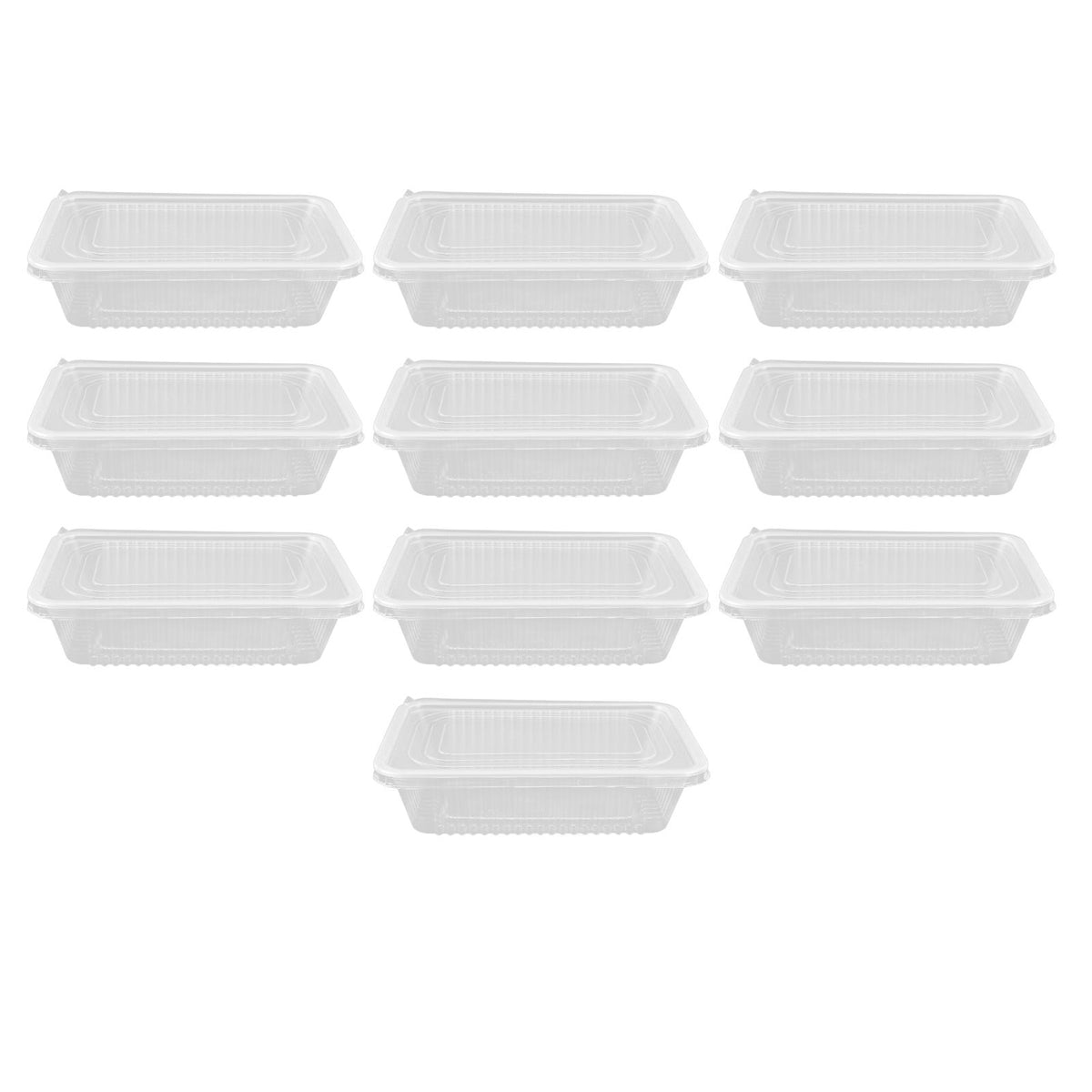 10PCS Disposable Lunch Box Microwavable Disposable Transparent Rectangular Food Container with Lid 650ML