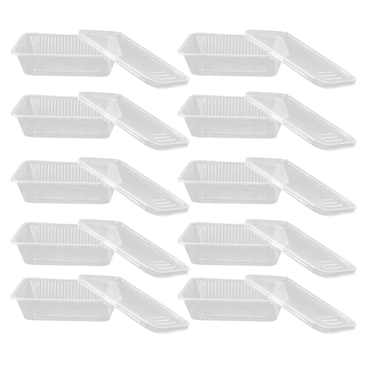 10PCS Disposable Lunch Box Microwavable Disposable Transparent Rectangular Food Container with Lid 650ML