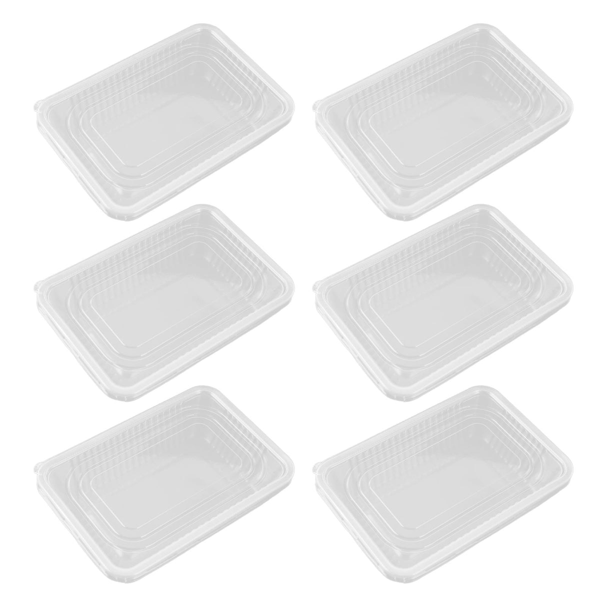 10PCS Disposable Lunch Box Microwavable Disposable Transparent Rectangular Food Container with Lid 650ML