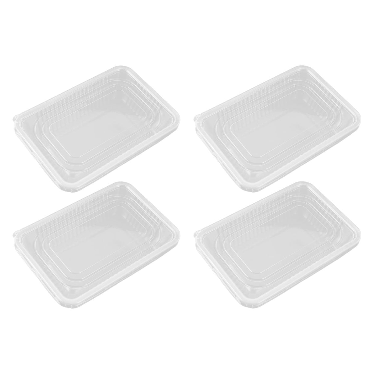 10PCS Disposable Lunch Box Microwavable Disposable Transparent Rectangular Food Container with Lid 650ML