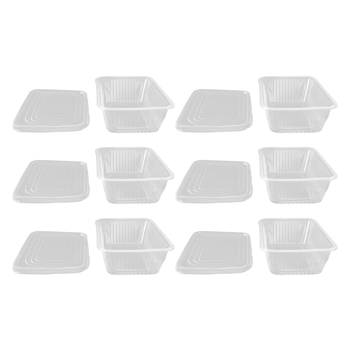 10PCS Disposable Lunch Box Microwavable Disposable Transparent Rectangular Food Container with Lid 750ML