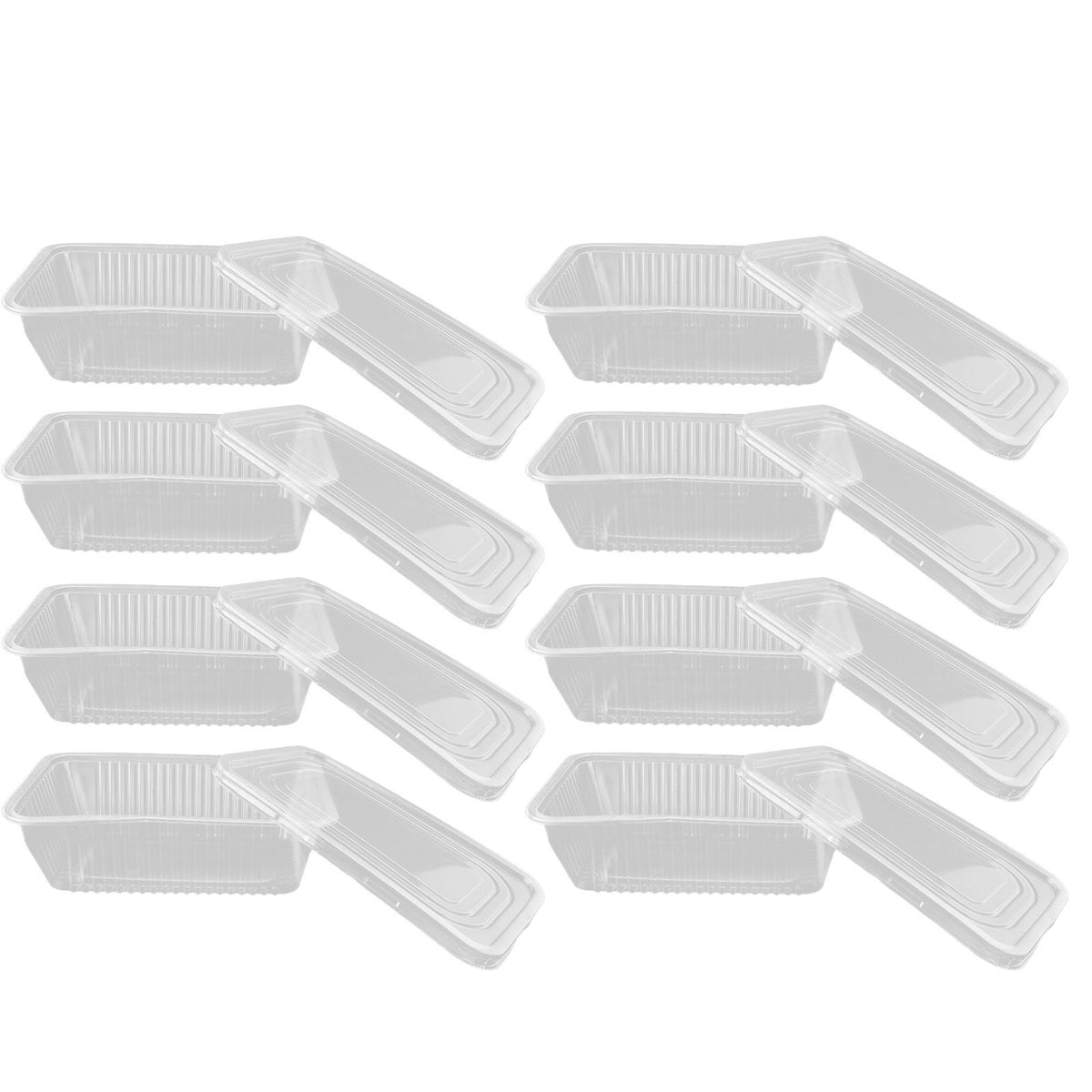 10PCS Disposable Lunch Box Microwavable Disposable Transparent Rectangular Food Container with Lid 750ML