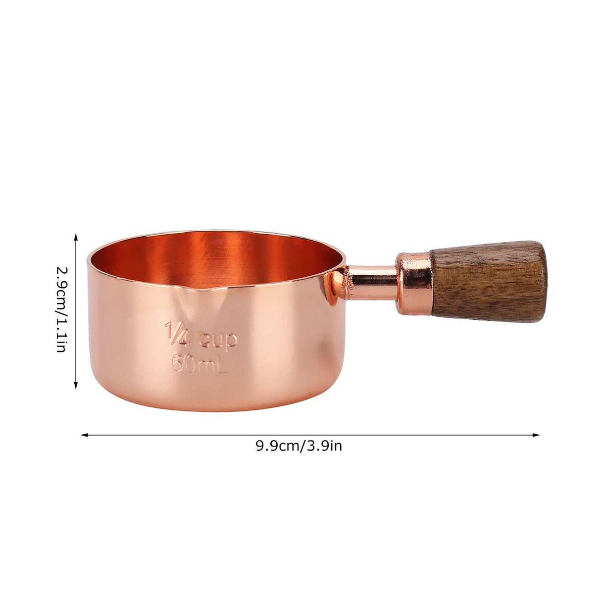 Sauce Pan Wooden Handle Rose Gold Stainless Steel Sauce Pot for Cooking Kitchen Ware1/4cup