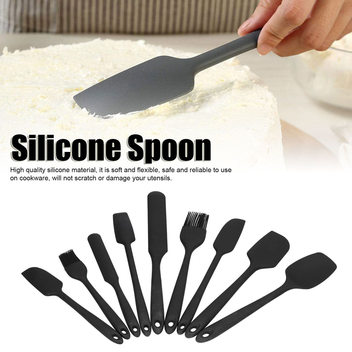 9Pcs Mini Spatula Set Flexible Hand Held Jam Cake Cream Cooking Brush for Kitchen Restaurants