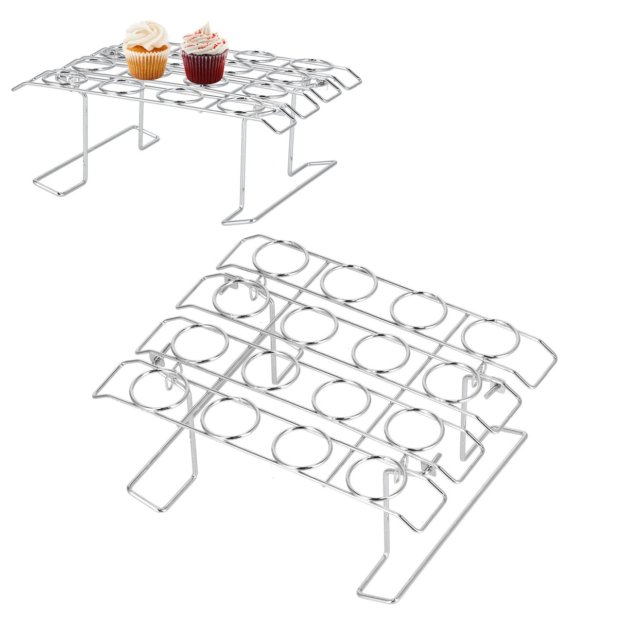 Foldable Cupcake Cone Rack 16 Holes Ice Cream Display Stand Storage Shelf for Party Birthday