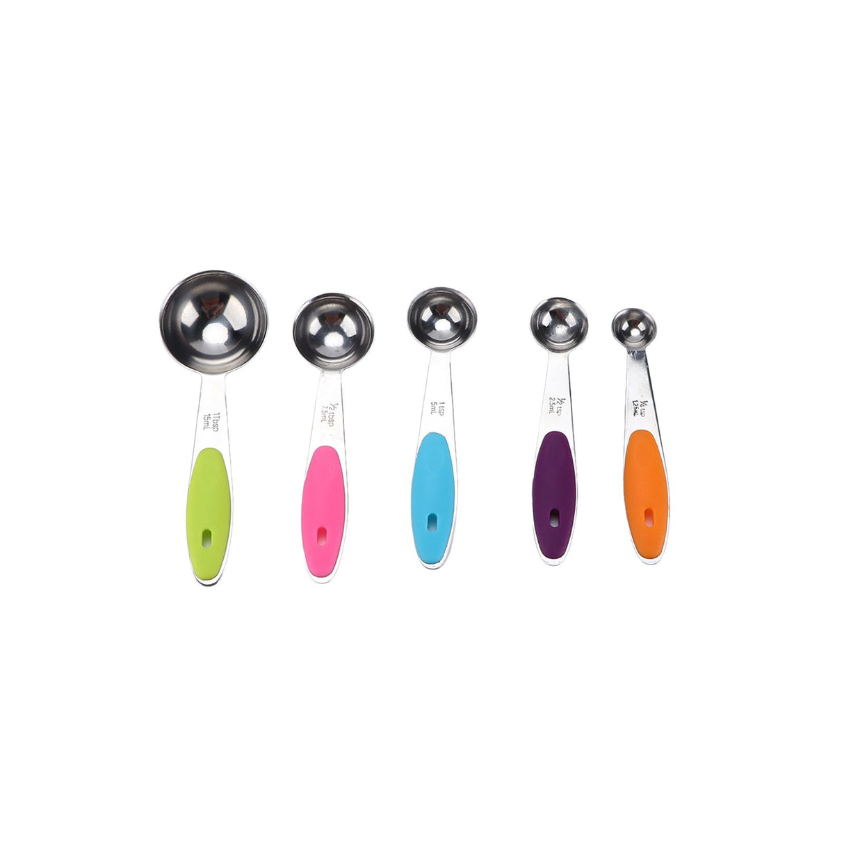 10Pcs/Set Stainless Steel Spoon Kitchen Baking Tools with Silicone Handle Removable Buckle