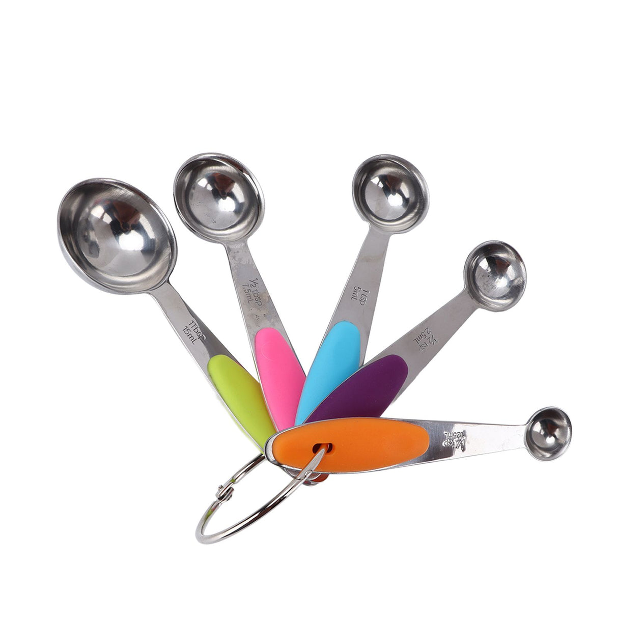 10Pcs/Set Stainless Steel Spoon Kitchen Baking Tools with Silicone Handle Removable Buckle