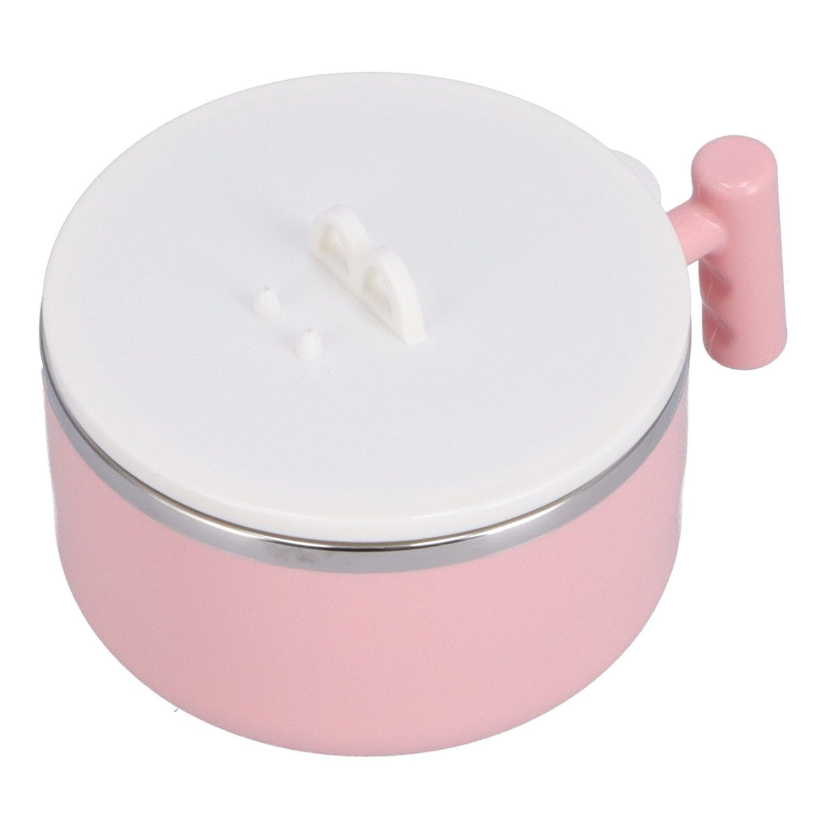 Stainless Steel Noodle Bowl Set Food Storage Container Portable Soup Snack Bowl with Lid(Pink Tableware )