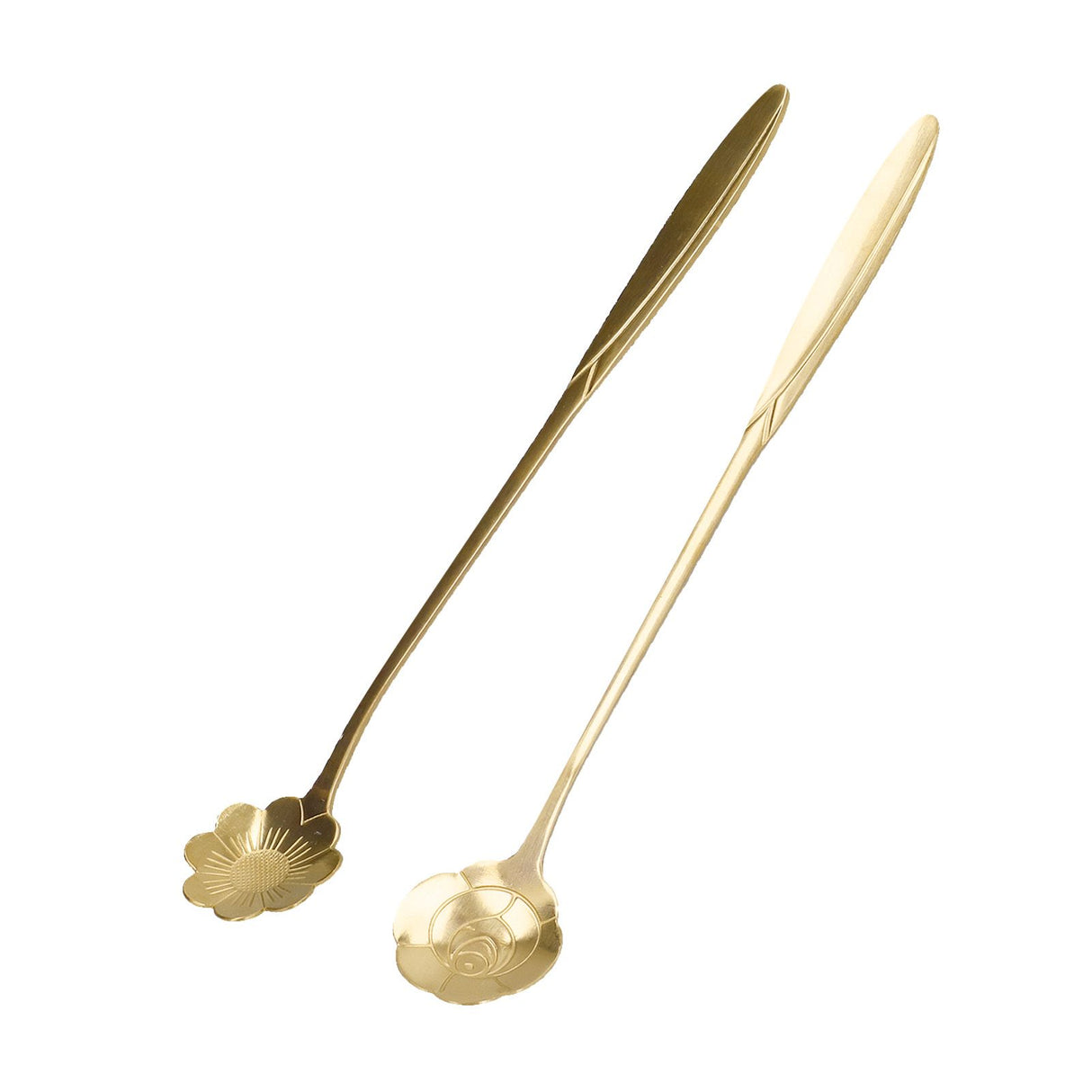 4PCS Mixing Spoon Flower Heart Shaped Coffee Spoon Stainless Steel Desert Scoop Ice Tea SpoonGold