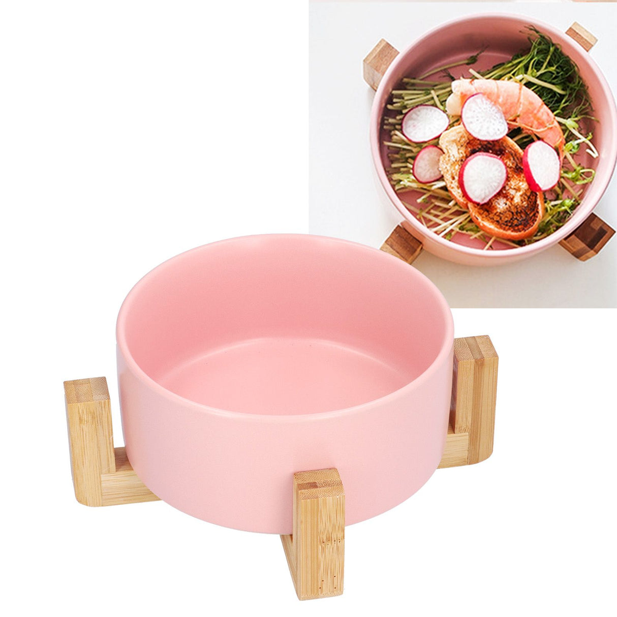 Fruit Salad Dessert Bowl Ceramic Bowl with Frame Big and Round Easy to Clean and Safe for FamilyPink